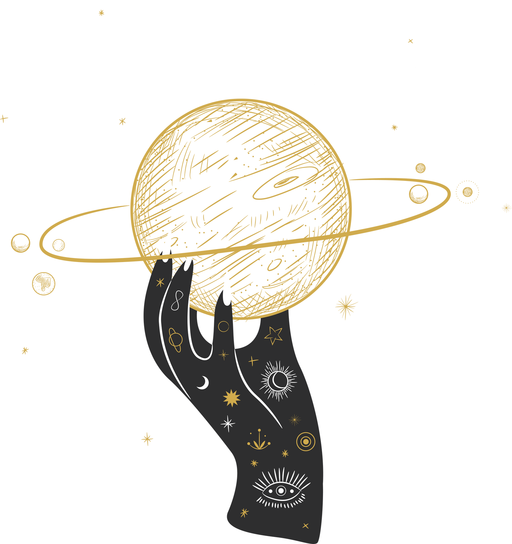 Hand with Planet Illustration