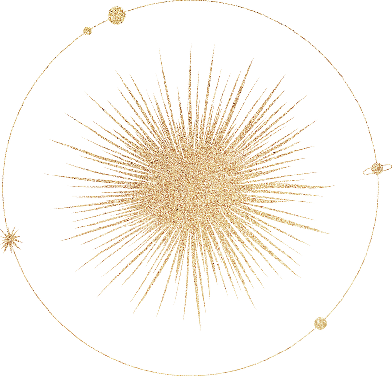 Golden Sun and Moon Celestial Illustration